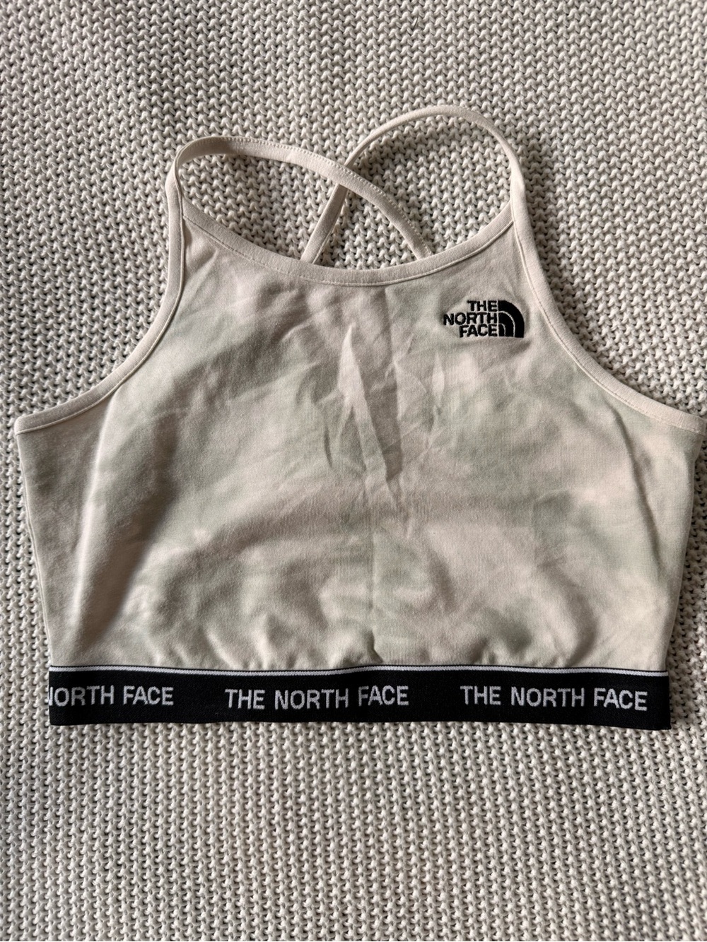 The North Face Cream Women's Bralette with Black Logo Tag